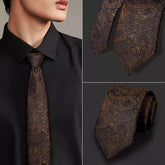 Gravata Paisley Marrom Escuro